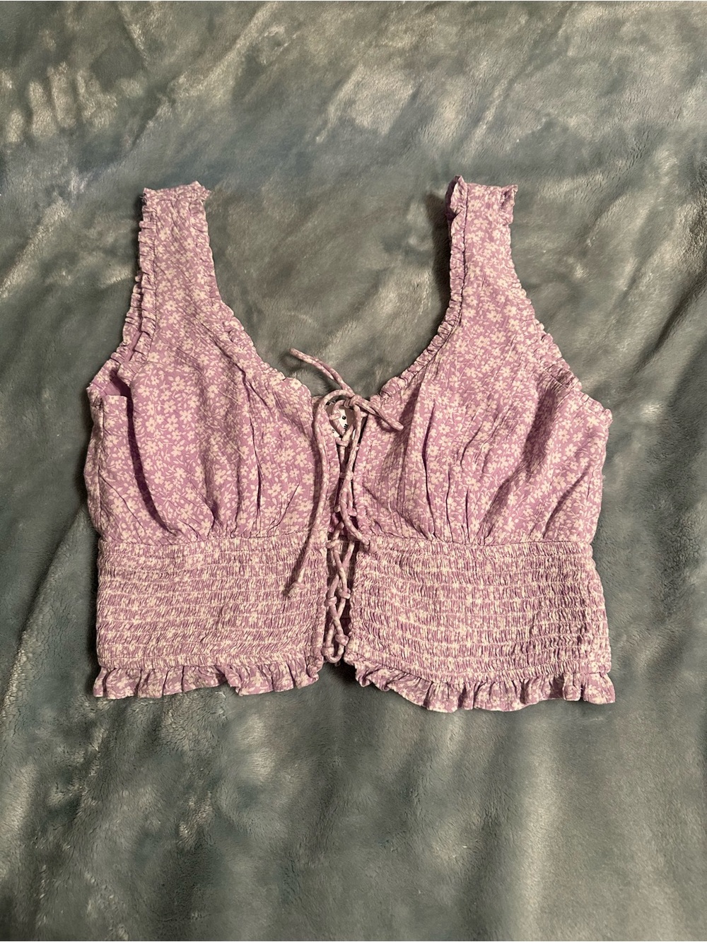 NWT Lavender Sky and Sparrow lace up top